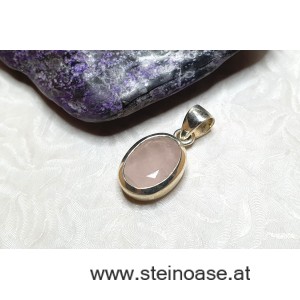 Anhänger Rosenquarz facettiert - 925 Silber